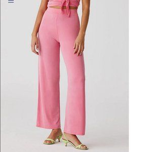 nwt paloma wool junio pants pink wide straight leg ankle stretchy